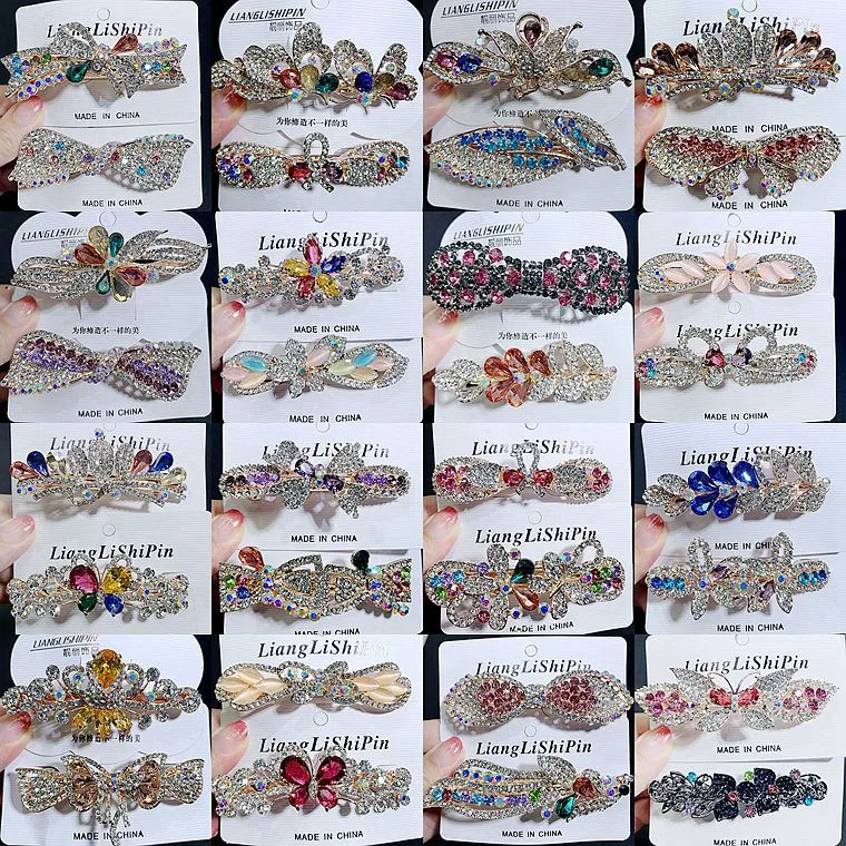 6cm Spring Clip Fashionable Super Flash Zircon Internet Red Explosive Headpiece Hair Clip Korean Edition Diamond Ponytail Str