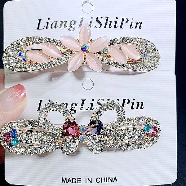 6cm Spring Clip Fashionable Super Flash Zircon Internet Red Explosive Headpiece Hair Clip Korean Edition Diamond Ponytail Straig 9