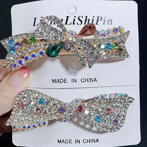 6cm Spring Clip Fashionable Super Flash Zircon Internet Red Explosive Headpiece Hair Clip Korean Edition Diamond Ponytail Straig 7