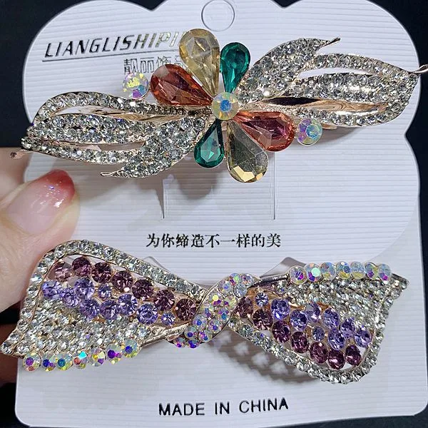 6cm Spring Clip Fashionable Super Flash Zircon Internet Red Explosive Headpiece Hair Clip Korean Edition Diamond Ponytail Straig 13