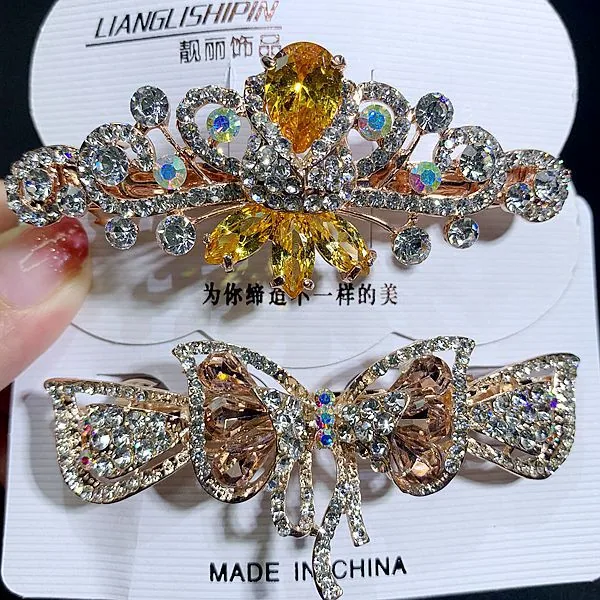6cm Spring Clip Fashionable Super Flash Zircon Internet Red Explosive Headpiece Hair Clip Korean Edition Diamond Ponytail Straig 12