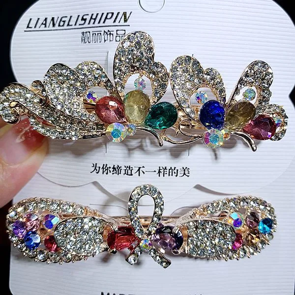 6cm Spring Clip Fashionable Super Flash Zircon Internet Red Explosive Headpiece Hair Clip Korean Edition Diamond Ponytail Straig 17