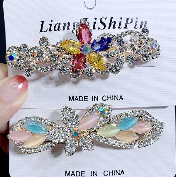 6cm Spring Clip Fashionable Super Flash Zircon Internet Red Explosive Headpiece Hair Clip Korean Edition Diamond Ponytail Straig 8