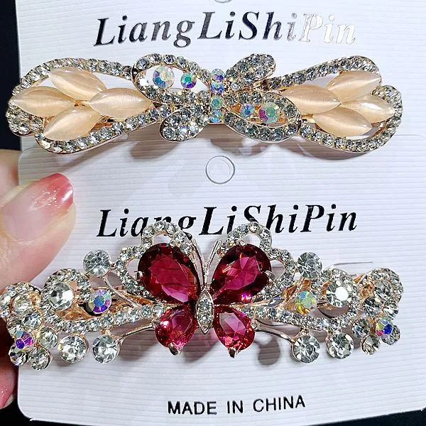 6cm Spring Clip Fashionable Super Flash Zircon Internet Red Explosive Headpiece Hair Clip Korean Edition Diamond Ponytail Straig 14
