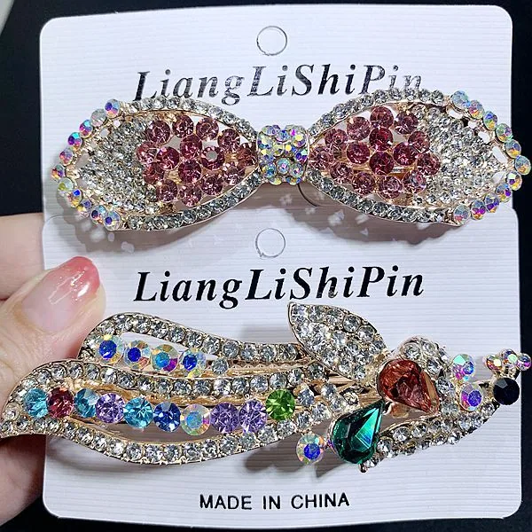 6cm Spring Clip Fashionable Super Flash Zircon Internet Red Explosive Headpiece Hair Clip Korean Edition Diamond Ponytail Straig 11