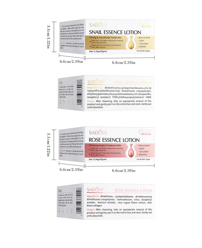 SADOER Snail Rose Essence Milk Moisturizing Essence Ingredients Display: Snail Secretion and Rose Extract