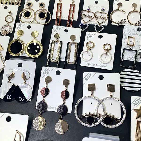 Titanium steel non fading furnace gold long earrings earrings earrings Korean version rose gold black stainless steel shell earr 34