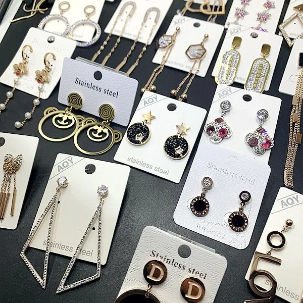 Titanium steel non fading furnace gold long earrings earrings earrings Korean version rose gold black stainless steel shell earr 24