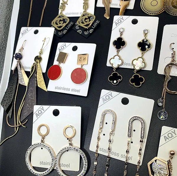 Titanium steel non fading furnace gold long earrings earrings earrings Korean version rose gold black stainless steel shell earr 21