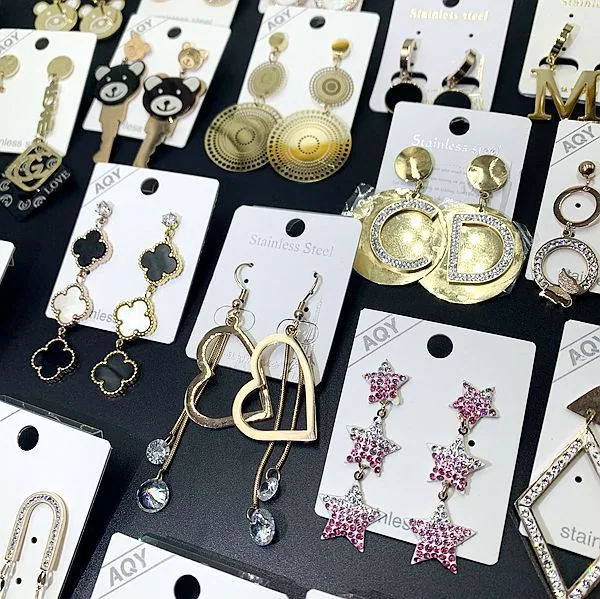Titanium steel non fading furnace gold long earrings earrings earrings Korean version rose gold black stainless steel shell earr 22