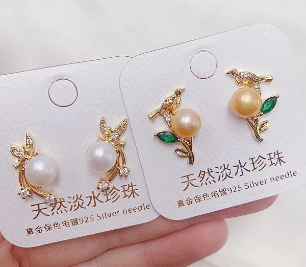 Light luxury natural freshwater pearl earrings plated with real gold and micro inlaid with zircon earrings, ear buckles, high-en 10