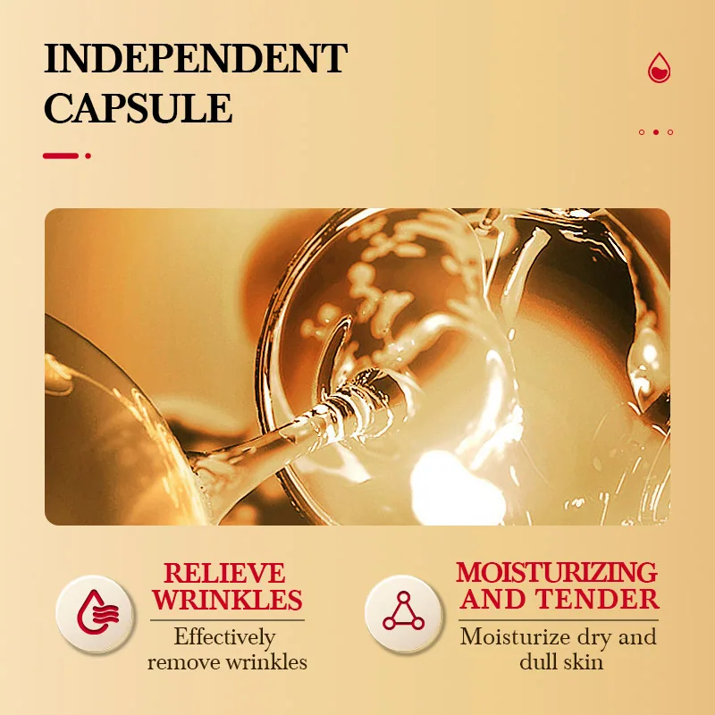 Sheep placenta anti-wrinkle essence capsules texture display, firming and repairing essence liquid is smooth and easy to abso