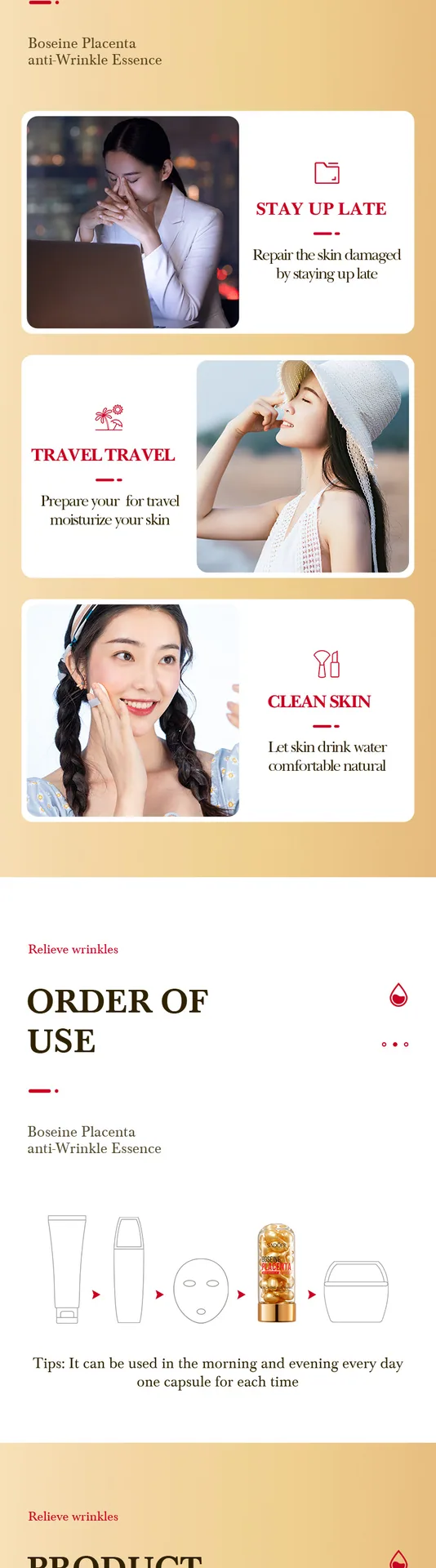 Yiwu O'Ou Produced SADOER Anti-Wrinkle Essence Capsules, B2B Wholesale Firming and Repairing Essence Supply