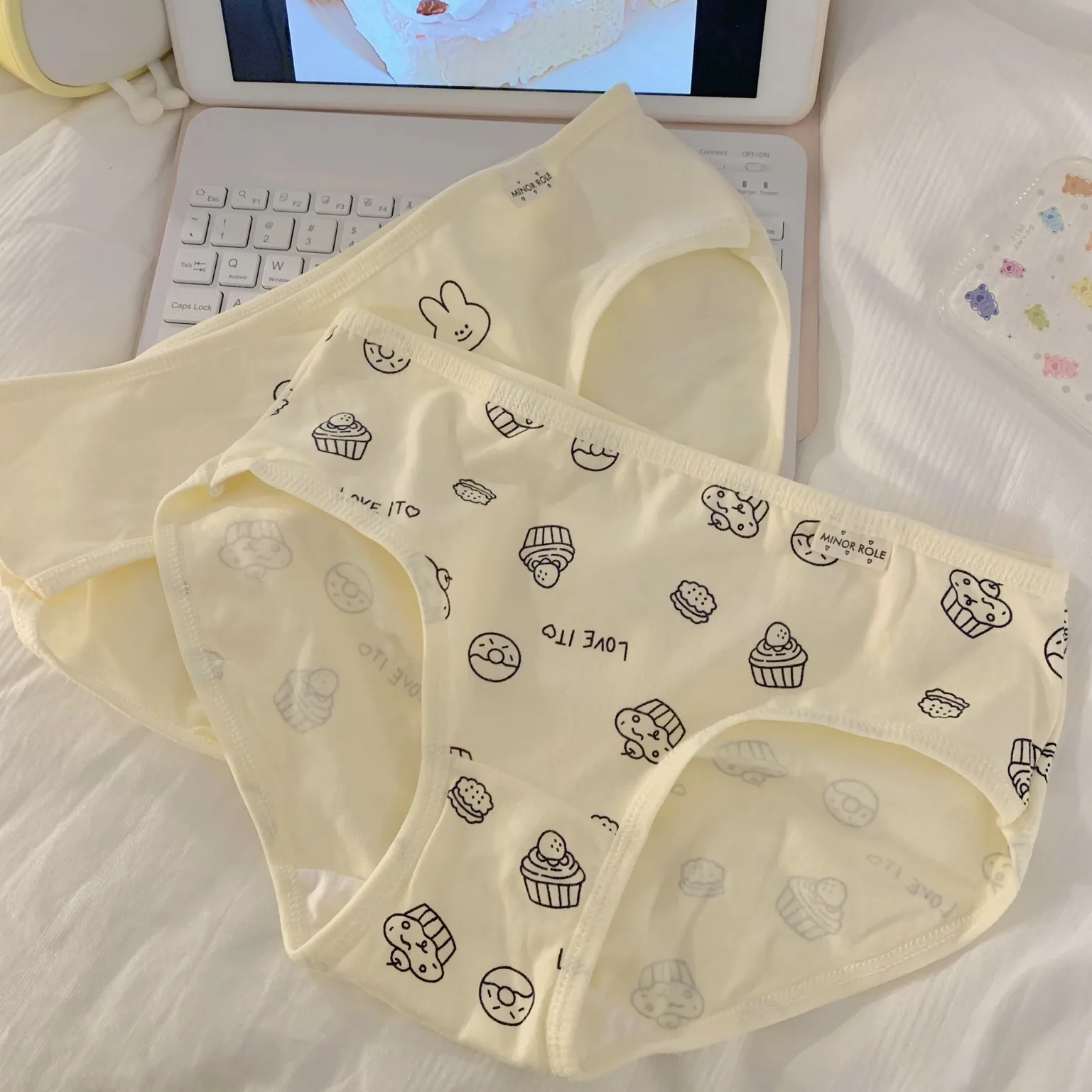 5A Cotton Sweet Cream Yellow~Antibacterial Cute Simple Pure Cotton Underwear Women and Girls Low Waist Triangle