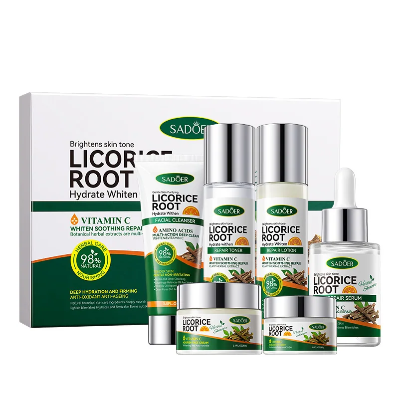 SADOER Licorice VC Whitening 6-piece Box Set Size Labeling Cross border Specification Information Display Diagram