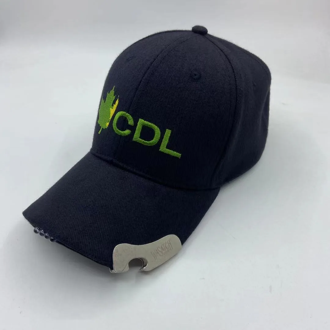 Wide eave embroidered four season universal dome letter sunscreen cap, bottle opener, baseball cap, beer flip duckbill cap, cust