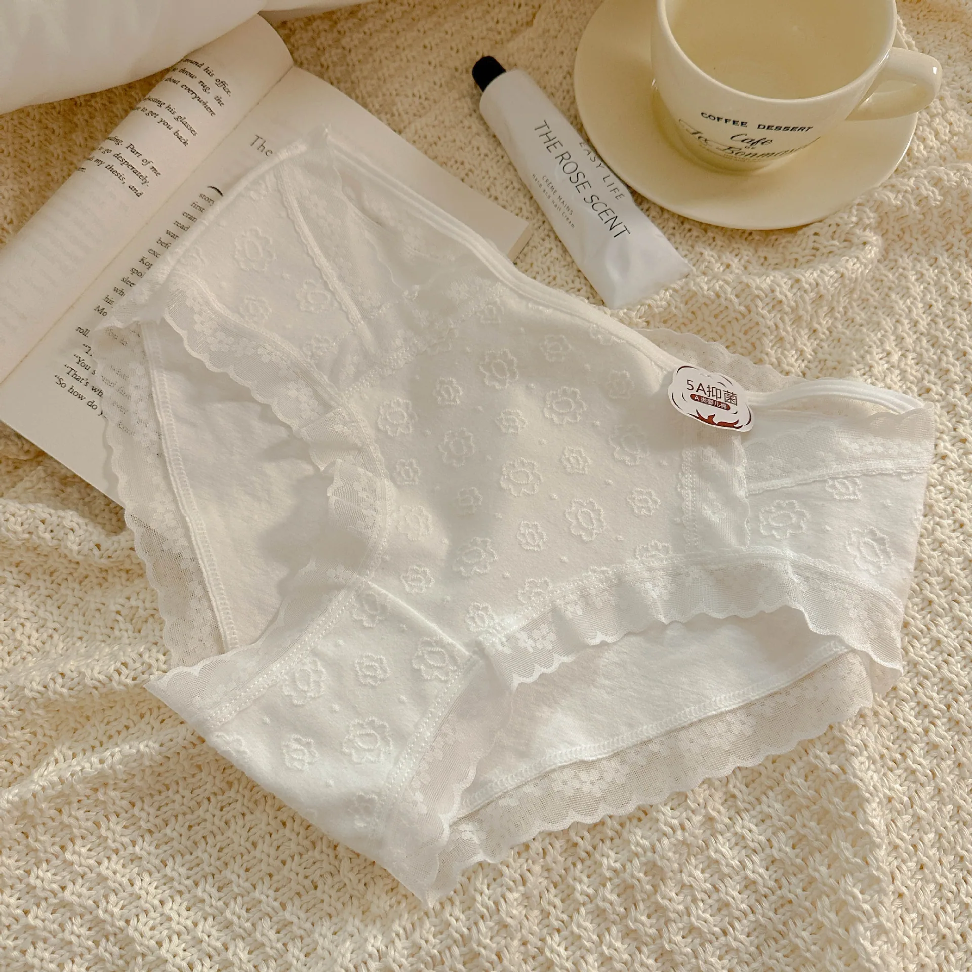 Japanese Pure Desire Bayi Kapas Seluar Dalam Perempuan Pinggang Pertengahan Lace Seluar Dalam Seksi Kapas Berongga Seluar Seg