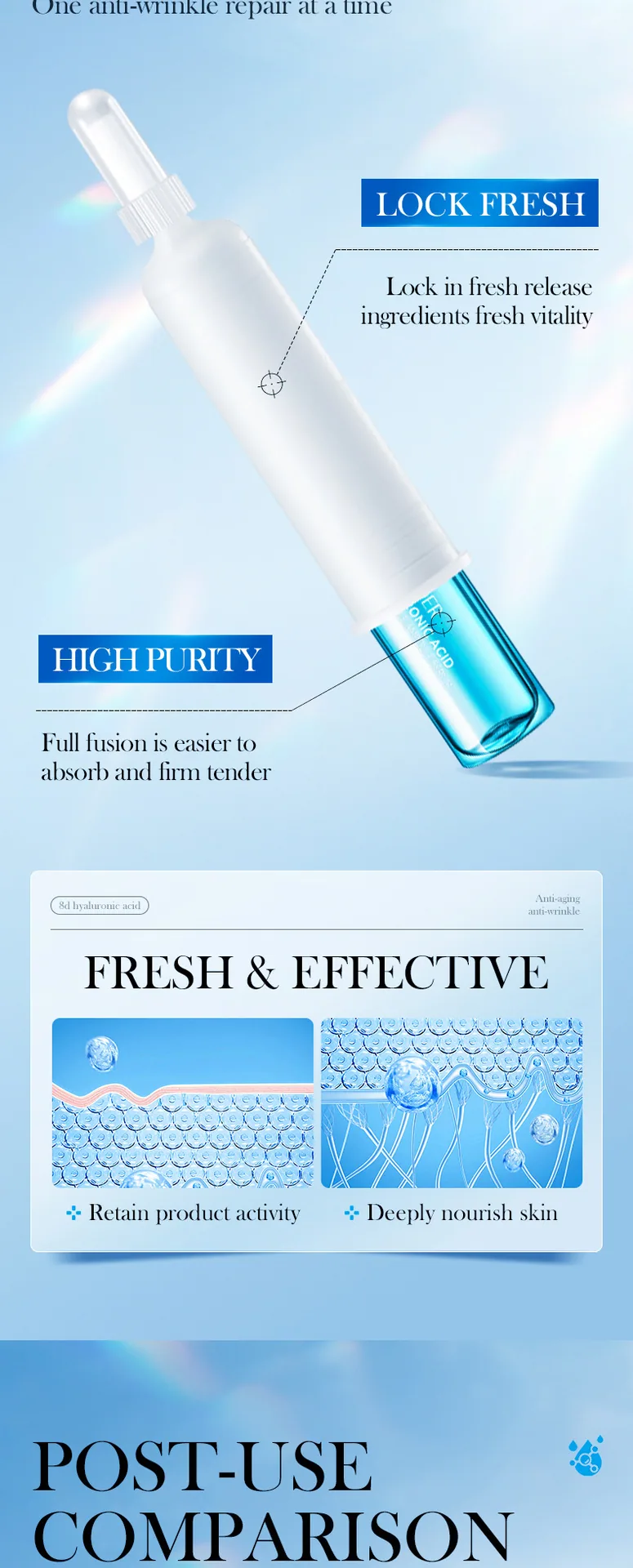 SADOER 8D Firming Essence Ingredient and Texture Comparison, Hyaluronic Acid Anti-Wrinkle Repair Ampoule Essence Multi-Angle 