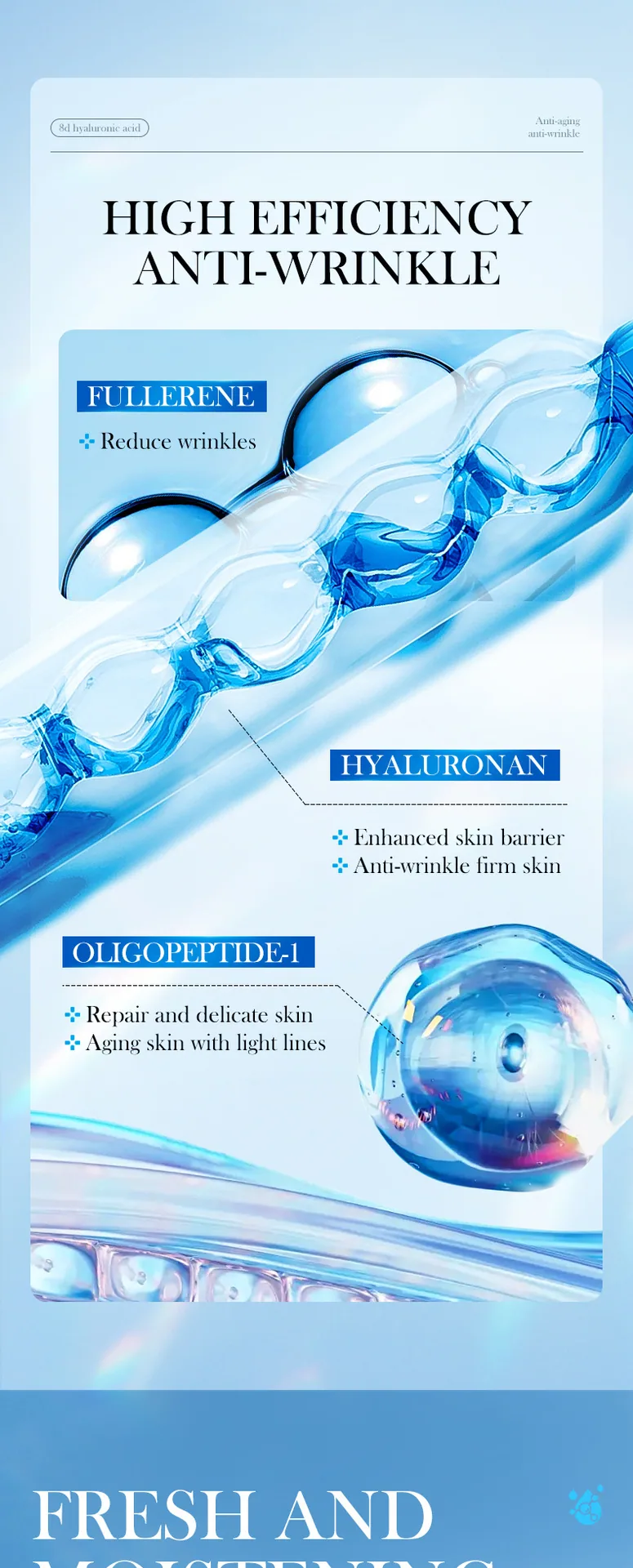 SADOER 8D Firming Essence Texture Display, Hyaluronic Acid Anti-Wrinkle Repair Ampoule Essence, Hydrating and Radiant Texture