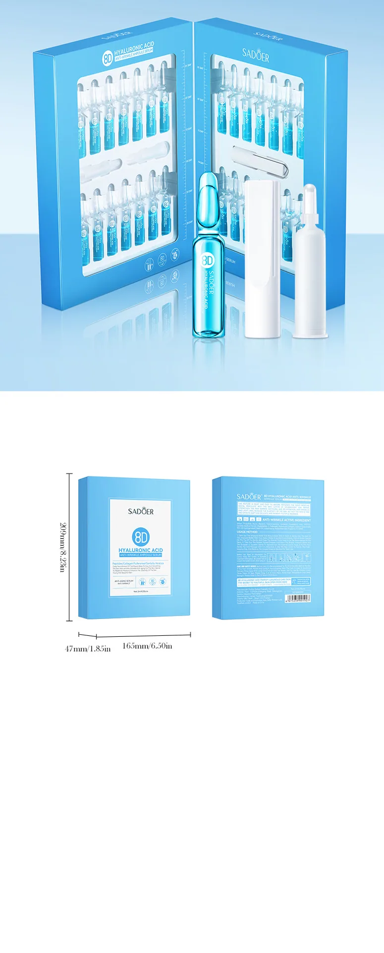 SADOER 8D Hyaluronic Acid Anti-Wrinkle Essence Usage Scenario Display Facial Application Skincare Step Footage