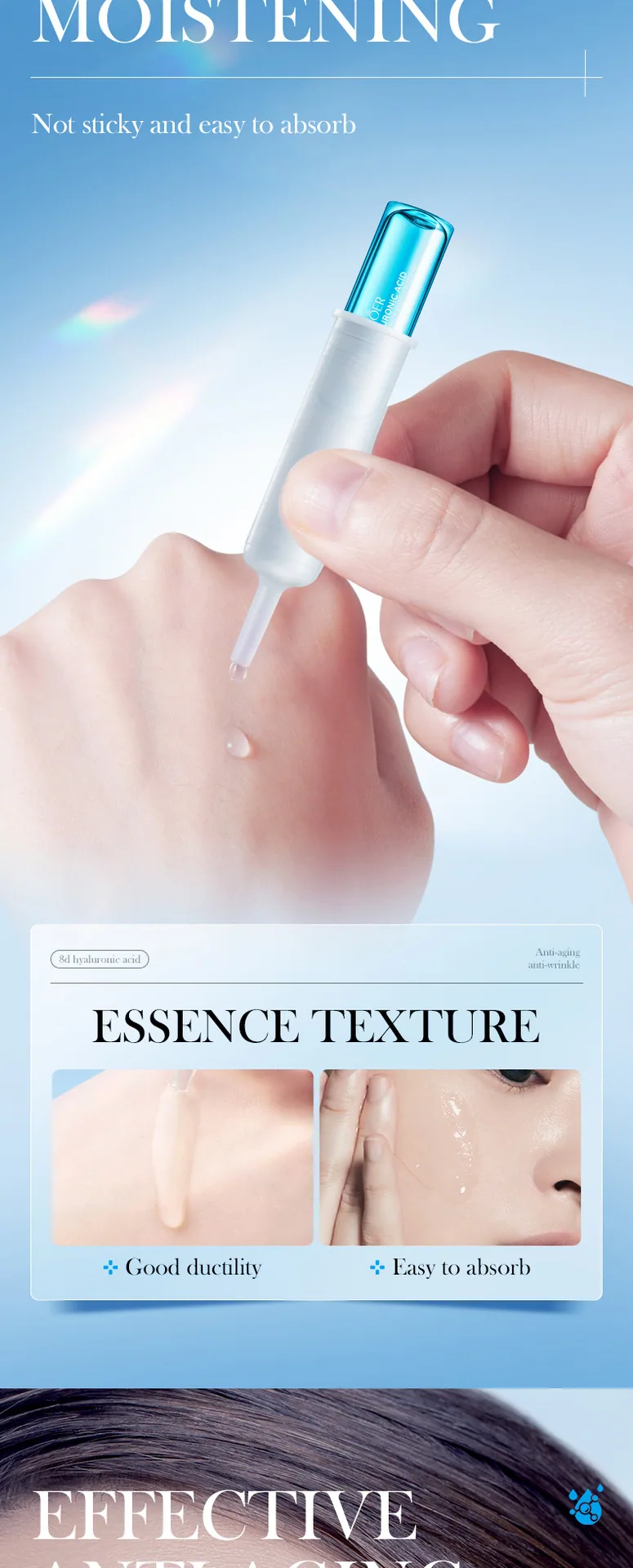 SADOER 8D Hyaluronic Acid Essence Multi-Specification Style Comparison Ampoule Essence Series Difference Display
