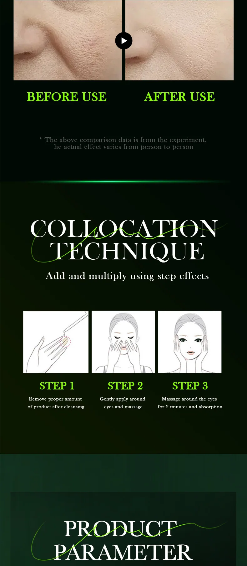 ZOZU olive oil soothing repair essence liquid details close-up to improve dry eye English packaging cross-border e-commerce w