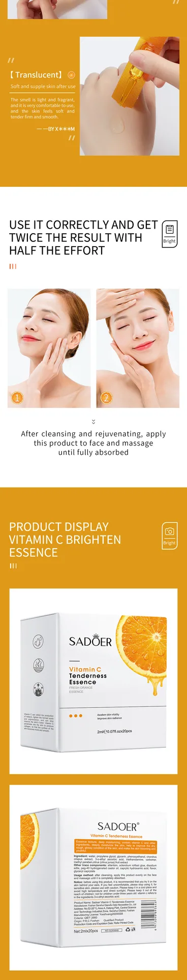 SADOER VC essence Cross border Live Broadcast Wholesale Scenarios Product Display Display Foreign Trade Skin Care Supply Whol