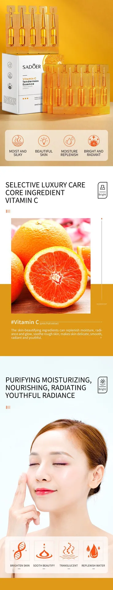 SADOER Vitamin C essence Multi specification Model Display Different Capacity Optional Moisturizing Skin Care essence Wholesa