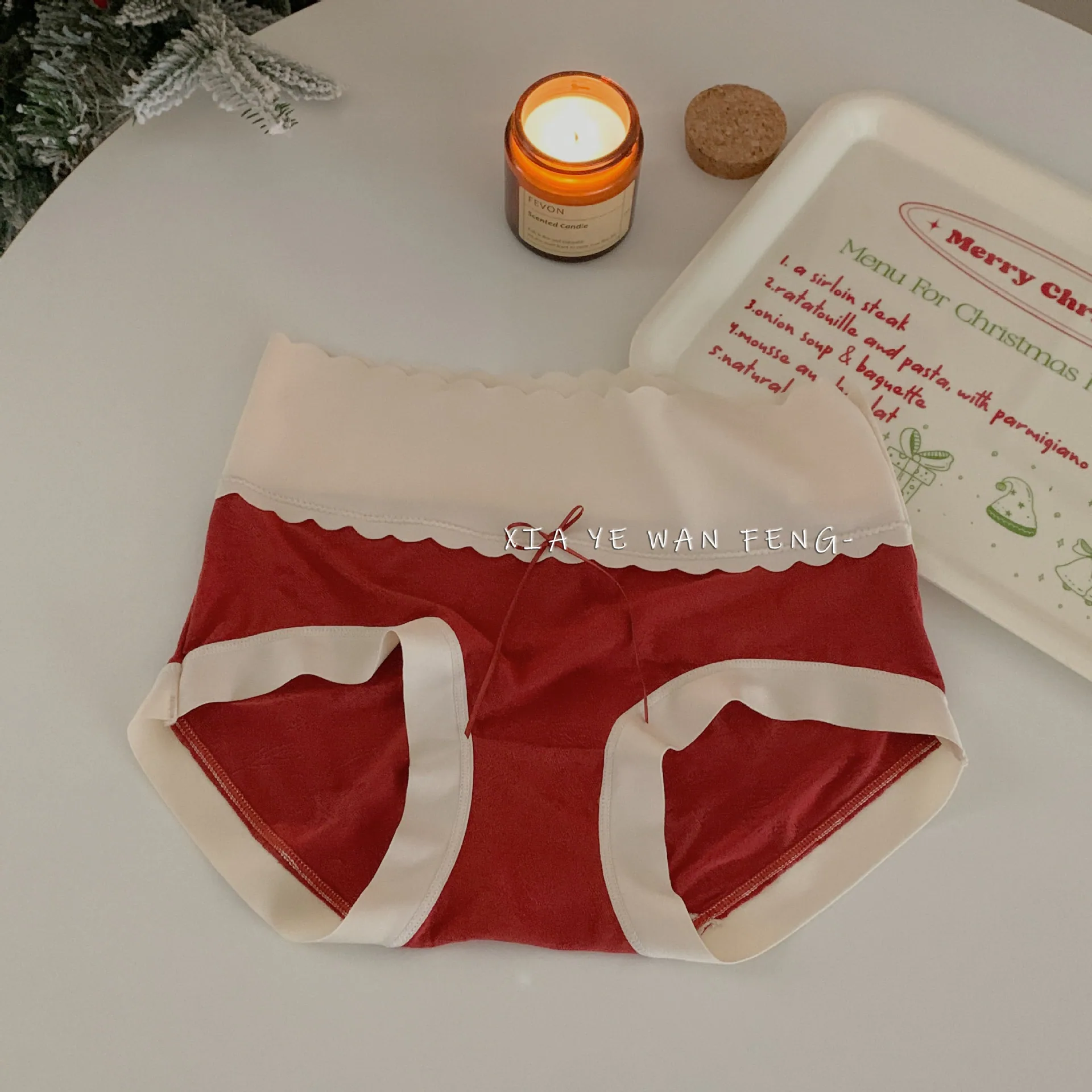 Кызыл жана ысык ~ Сүйкүмдүү коён жылы, зодиак жылы, кызыл ич кийим, аялдардын белек кутусу, таза пахтадан жасалган үч бурчтук шым 4