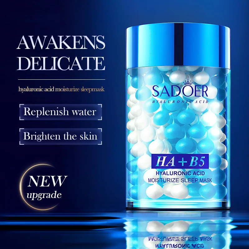 SADOER Hyaluronic Acid B5 Repair Sleep facial mask texture close-up, moisturizing cream shows moisturizing repair effect