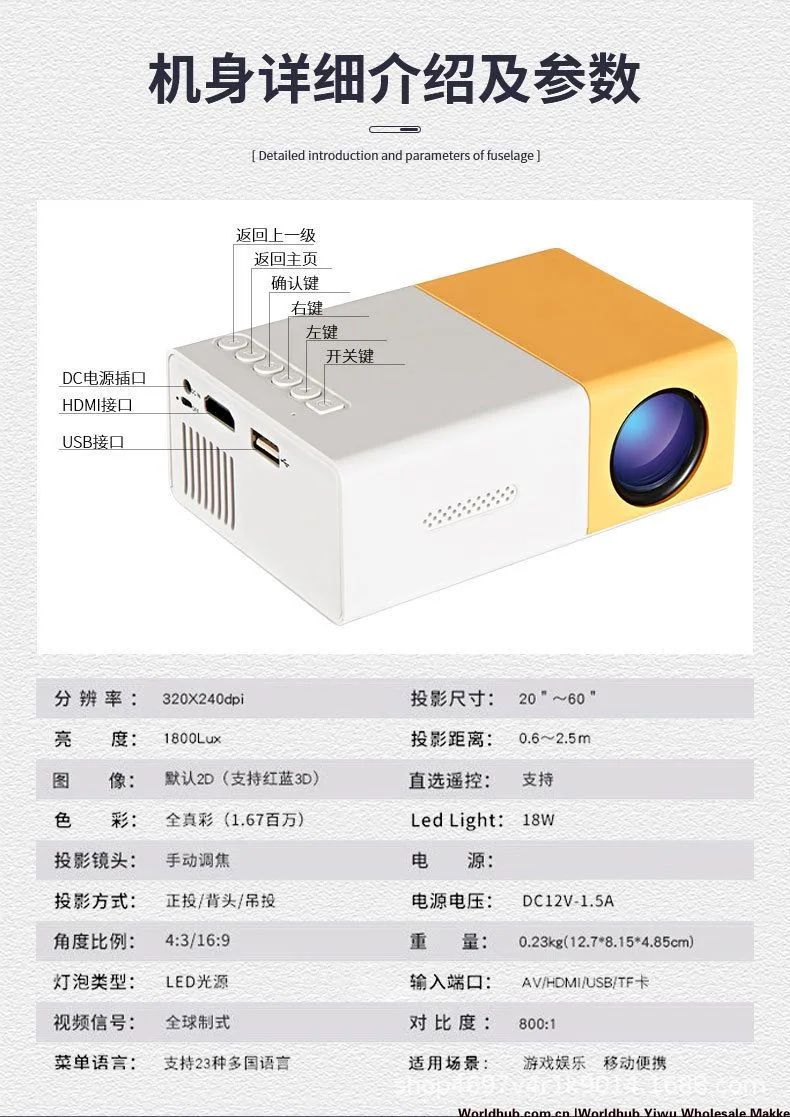 Manufacturer YG300 Mini Projector Home LED Por Small Projector HD 1080p Wholesale