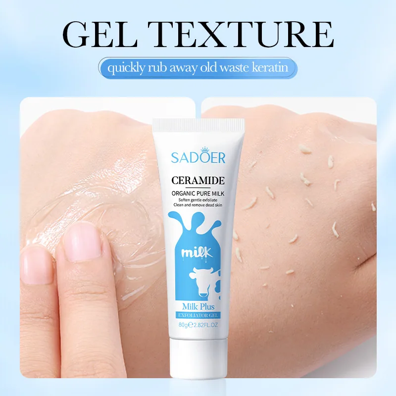 The use scene of SADOER ceramide milk gel cream extrusion, demonstration of facial and body cleaning, whitening and skin care