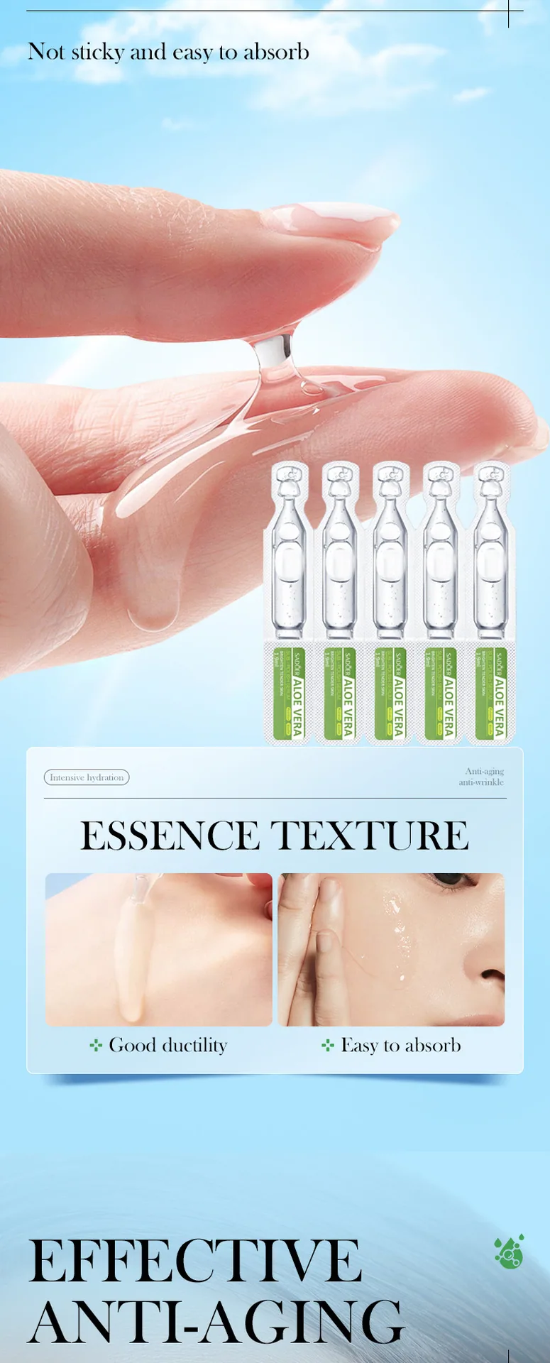 SADOER aloe essence cross-border foreign trade wholesale map All English disposable essence full box specification display