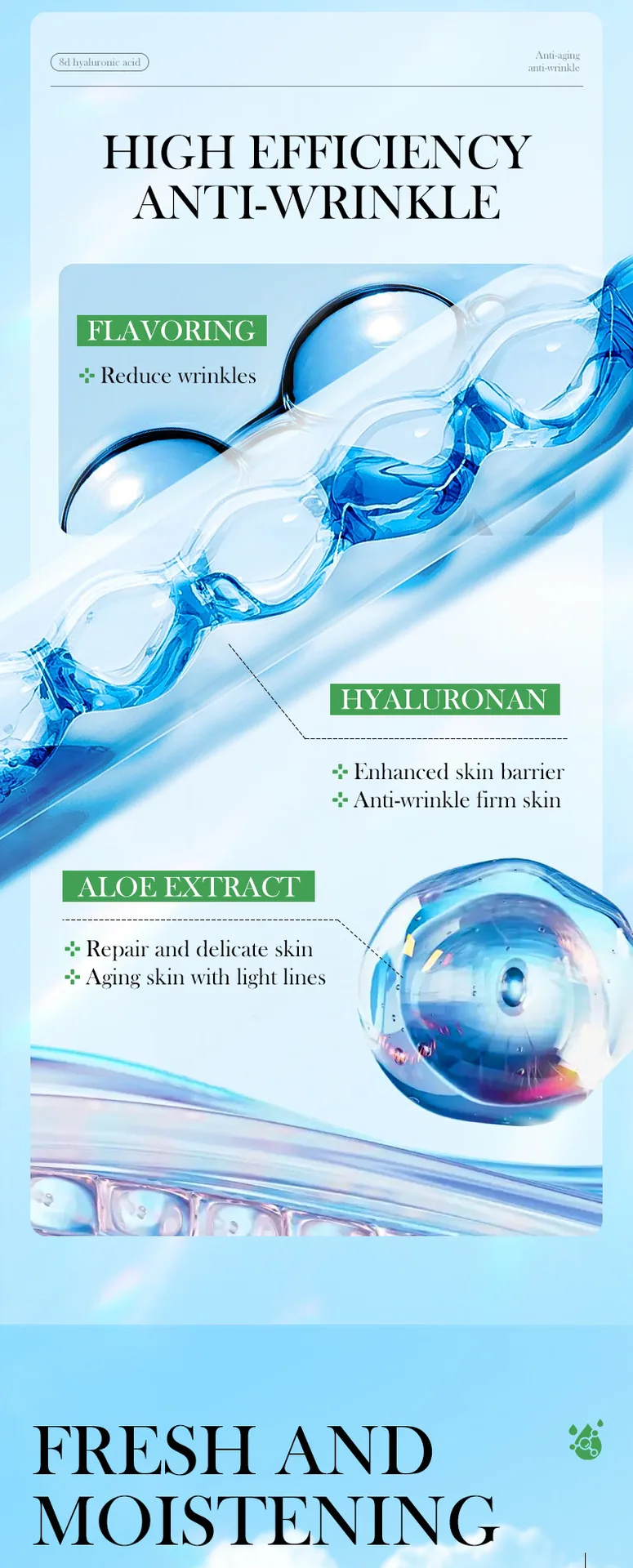 SADOER Aloe essence liquid package front display disposable English essence brand logo clear moisturizing skin