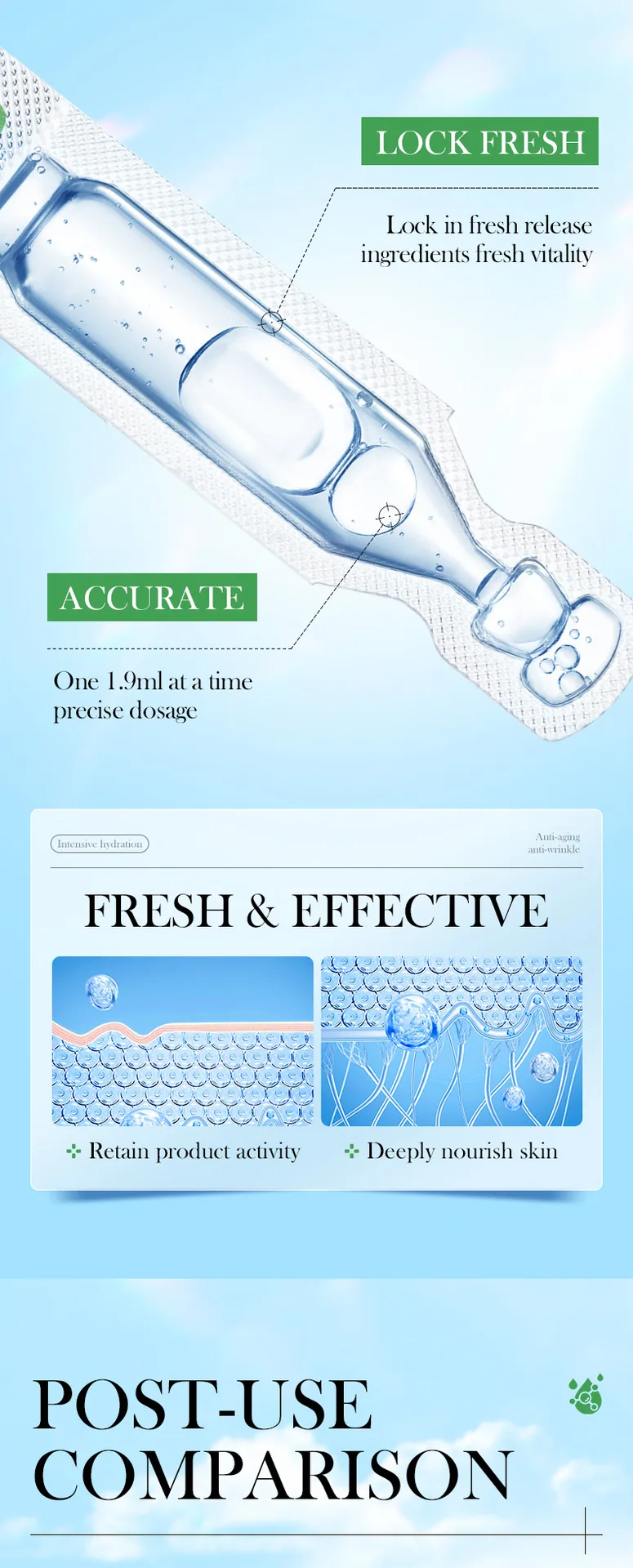 SADOER Aloe essence on the back of the package Description of ingredients and usage Label disposable English skin care essenc