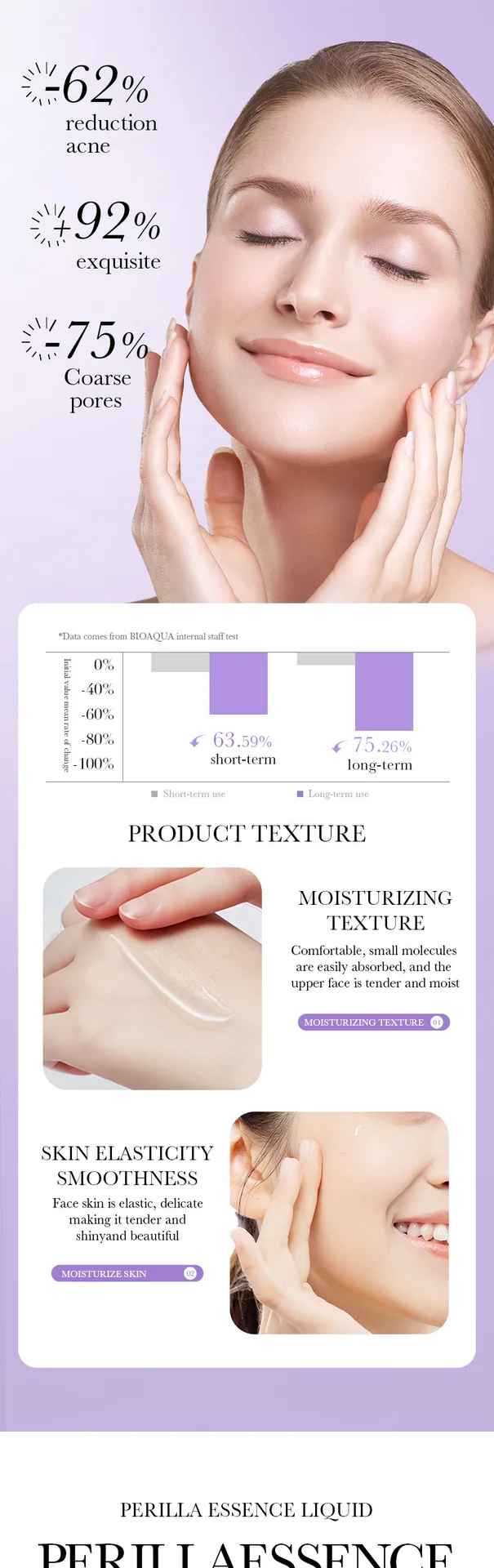 BIOAOU essence solution package shows cross-border e-commerce foreign trade skin care essence perilla peptide anti wrinkle mo
