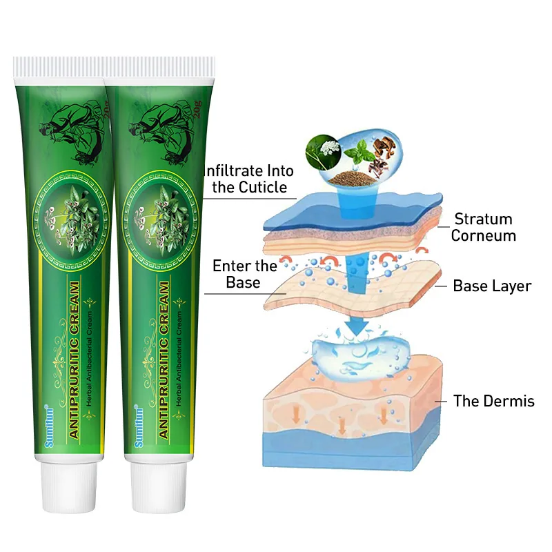 Nueva crema herbal Sumifu transfronteriza para eccema, picazón en la piel, crema tópica 20g K10003 4