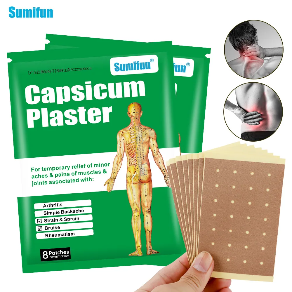 Pelekat cili Joom Sumifu AliExpress, pelekat tulang belakang lumbar dan tulang belakang serviks, pelekat plaster borong 1 pek 8 tablet K02 8