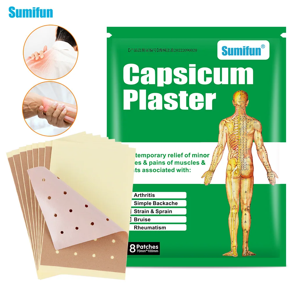 Pelekat cili Joom Sumifu AliExpress, pelekat tulang belakang lumbar dan tulang belakang serviks, pelekat plaster borong 1 pek 8 tablet K02 3