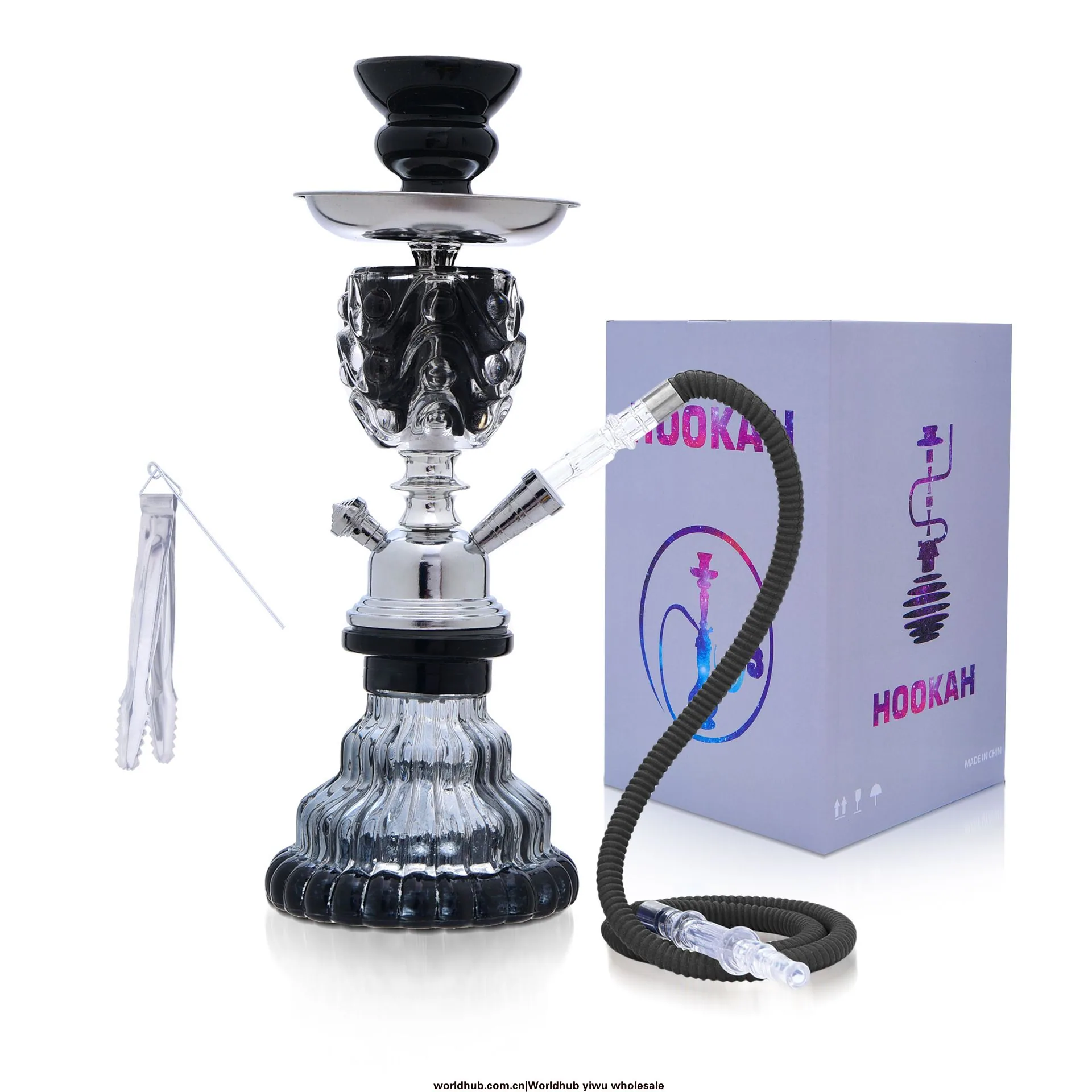 Cross border exclusive popular Arab hookah bar single and double tube glass hookah shisha complete set
