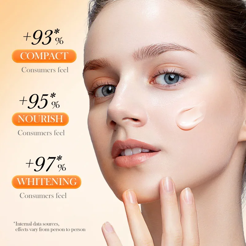 Close up of texture details of SADOER five dimension C face cream, showing the texture of soft cream and its whitening and fi