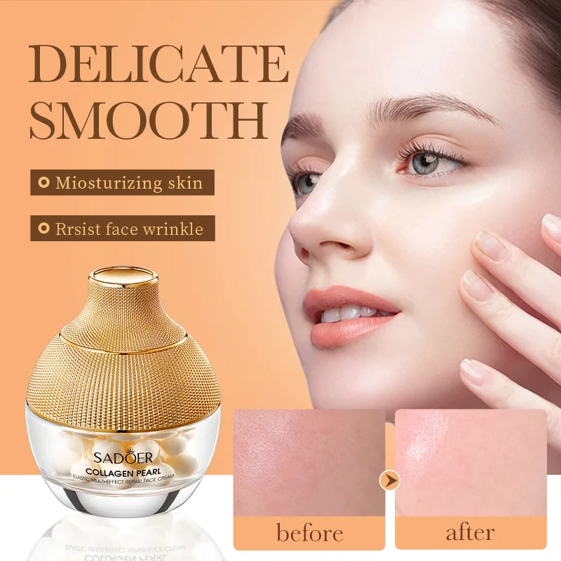 Effect picture of SADOER collagen pearl repair face cream opening, color display of recombinant collagen protein filling crea