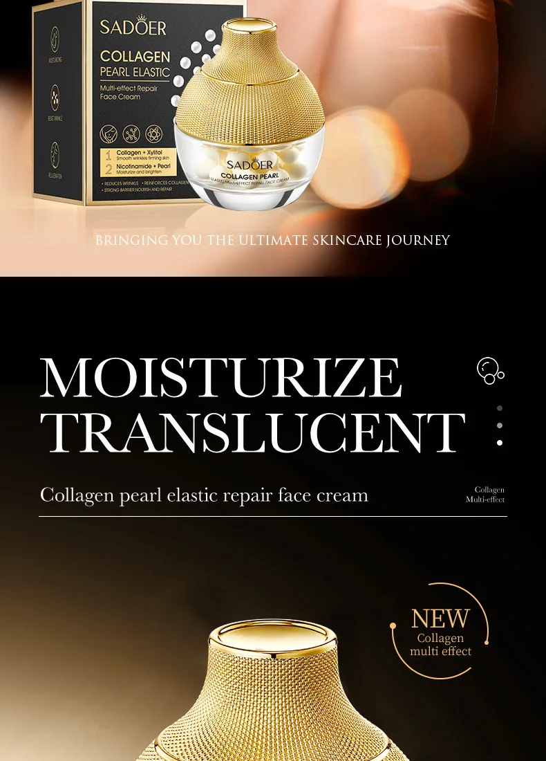 Use scene of SADOER recombinant collagen face cream, pearl repair, moisturizing and skin care demonstration