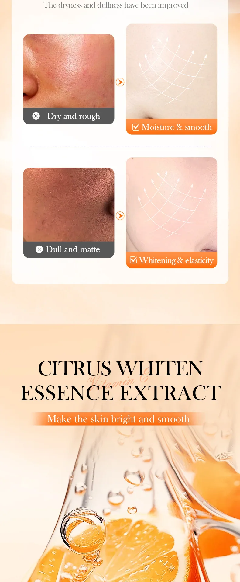 BIOAQUA Vitamin C face cream Application and Absorption Effect Display Whitening and Antioxidation Scene Picture Foreign Trad
