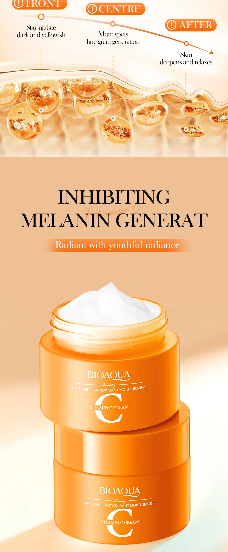 BIOAQUA Whitening Antioxidant face cream Bottle Cap and Mouth Process Details Cross border Foreign Trade Wholesale Feature