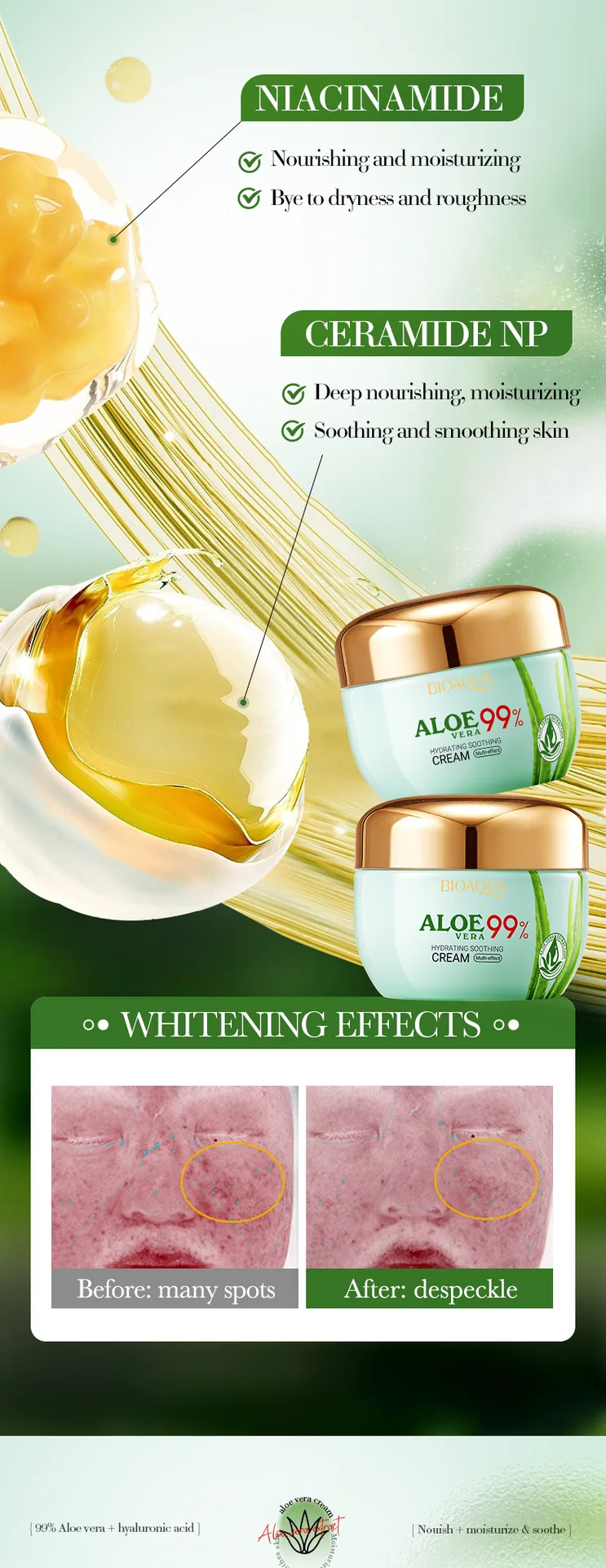 BIOAOUA Aloe Moisturizing face cream can be selected in multiple specifications. Cross border foreign trade wholesale skin ca