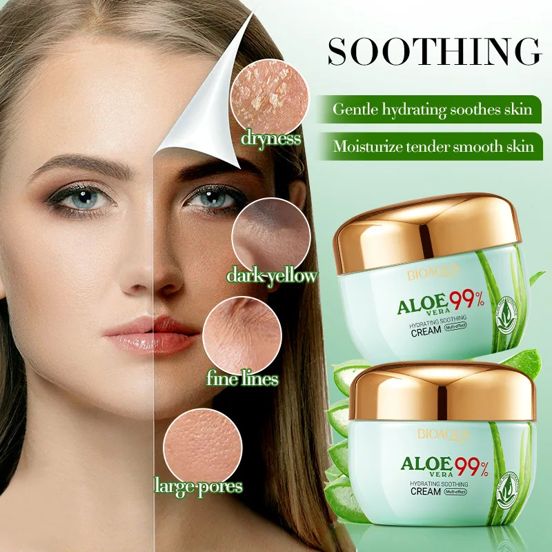 BIOAOUA Aloe Moisturizing face cream Package Details Display Relaxing Skin Care Cross border E-commerce Wholesale