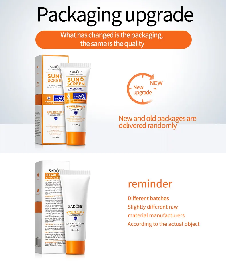 SADOER Sunscreen Isolation Cream Multi Specification Capacity Comparison Chart, Different Capacity Options, UV Protection, Mo