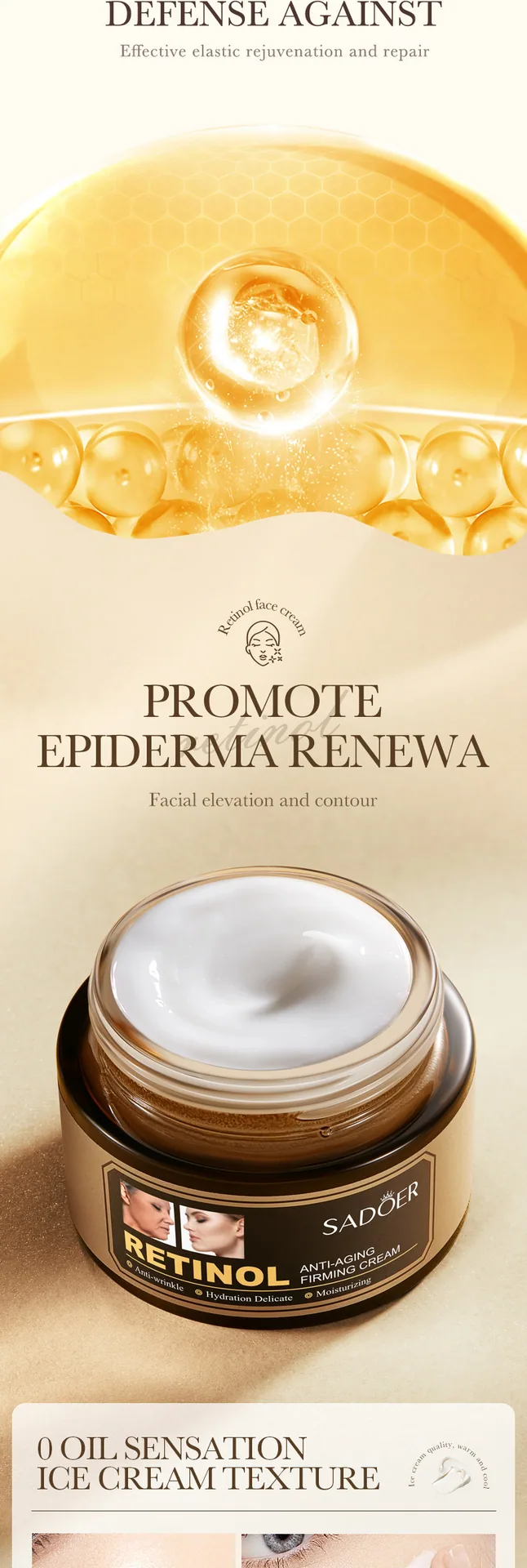 SADOER Retinol face cream Specifications and Dimensions Cross border Wholesale Skin Care and Moisturizing face cream