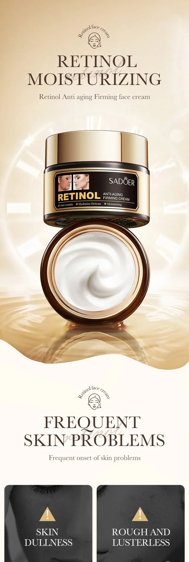 SADOER Retinol face cream Ingredients and Efficacy Description Moisturizing, Firming and Revitalizing Cross border Wholesale